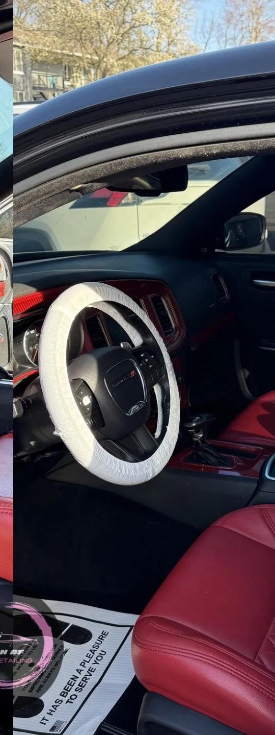After: the same red and black interior cleaned